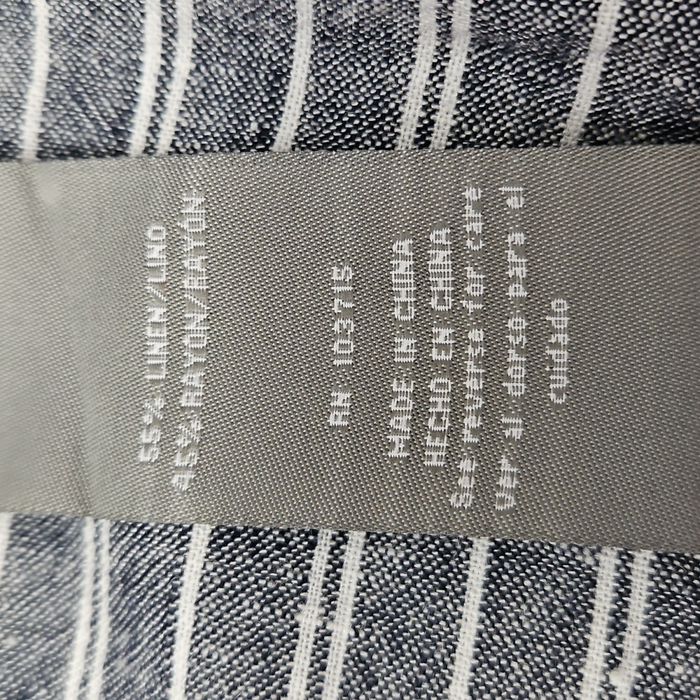 Sharagano Sleeveless Linen Blend Striped Top Size M Button Up High Low - Picture 5 of 13